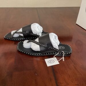 NWT Black Leather Ash Sandals with Silver accents